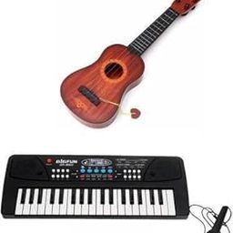 New Toys Combo 37 Keys Piano Keyboard with Wooden Guitar for Kids-image-70