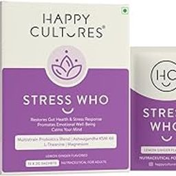 Stress Who - Ashwagandha KSM66, Magnesium & L-Theanine, Probiotics blend, Anxiety & Stress Relief For Men & Women | Supports Relaxation | Clinically tested, No Side Effects | Lemon & Ginger Flavored - 15 x 2g (Sachets)-23