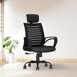 CELLBELL Desire C104 Mesh High Back Ergonomic Office Chair - Adjustable Seat Height, Sturdy Metal Base, Revolving Study & Computer Chair for Work from Home, Black-24