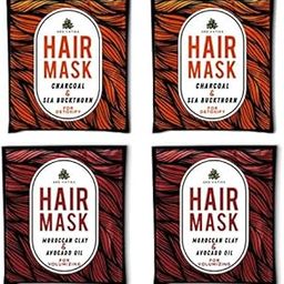 Arotatvika Natural Hair Mask, 2 Pack of Charcoal and Sea Buckthorn, 2 Pack of Morrocan Clay and Avocado Oil | Made with Shea Butter & Pure Essential Oils | Paraben and Sulphate free (25 ml Each)-20