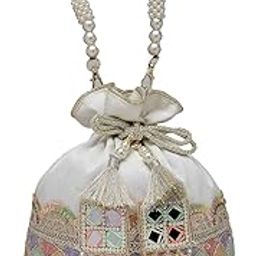 Dangle Lace Embellished Faux Silk Potli-image-51