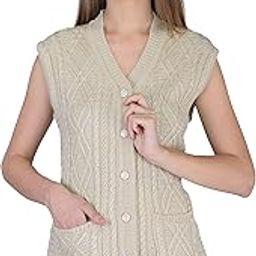 Women's Wool V-Neck Cardigan (PUREWOOLRAINBOWSEMIHALFSLEEVECOTTY_Off White_3XL)-image-39