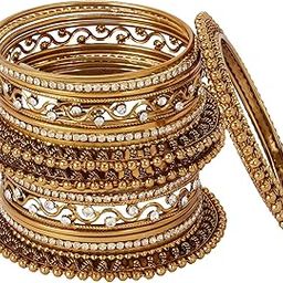 Latest Stylish Antique Gold and Silver Plated Traditional Bangles for Women (Set of 18)-1