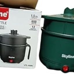 SKYLIGHT Multi Cook Electric Kettle with Steamer 1.8L Inner Non-Stick Cooking Hotpot Cooker, 600W Portable Travel for Rice, Vegetable Boil, Steaming, Idli, Egg, Soup, Noodles, Tea, Coffee, Milk, Soup, Noodles-21