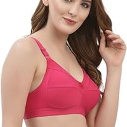 Women's Cotton Blend Bra Double Layered, Non-Padded, Full Coverage, Adjustable Straps, Back Closure Comfortable Lingerie for All-Day Support Pink-picture-33