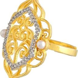 Alpana Opulent Jaali Statement Ring|Ring For Women|Women Ring|Gold Ring For Women|American Diamond|Festival|Diwali|Party|Wedding|Gift For Women|-image-28