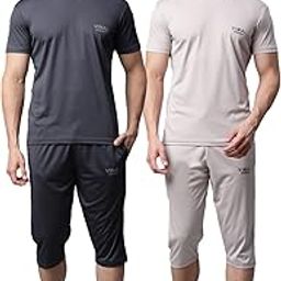 Dryfit Solid Lycra Multicolor Tracksuit Co-ord Sets for Men (Pack of 2)-DRYFIT_T_D13_GRY_L.GRY_04-L-55