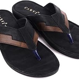 CANVI Casual Flip Flops for Men | Lightweight, Durable and Flexible PU Thong Strap Comfortable Cushion Walking Thong Sandals Slip On Indoor Outdoor-1