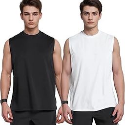 Men's Solid Cotton Sleeveless T-Shirts Regular Fit Combo Pack of 2 Gym Yoga Athletic Casual-picture-31