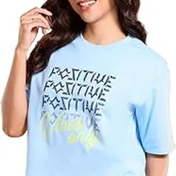 enamor Women Cotton E3G4 Quick Dry 4 Way Stretch Antimicrobial Dropped Shoulder Overd Fit Letter Print T-Shirt-picture-25