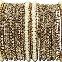 provides designer stone and pearl ethnic bangles set for women and girls.-image-15