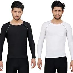 Men's Compression Ultima T-Shirt Top Skin Tights Fit Lycra Inner Wear Full Sleeve for Gym Cricket Football Badminton Sports Combo (Pack of 2)-picture-15