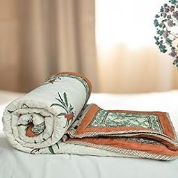 Baarno Cheetah Single Bed Comforter | Uniform Cotton Filling | 100% Cotton Soft & Cozy AC Dohar Blanket | Lightweight Reversible Design | All Weather Quilt | Color - White-image-22