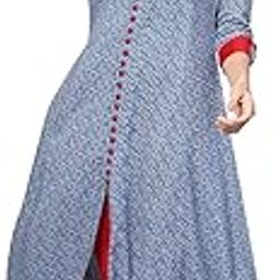 Women's Rayon Round Neck Geometrical Printed A-Line Kurta-image-45