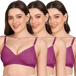 Lightly Padded Stripe-Print Full Coverage Bra | Non-Wired | Everyday Comfort | Regular Back (Pack of 2)-19