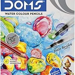 Doms Super Soft Hexagonal Pre-Sharpened Water Soluble 24 Shaes Colour Pencils | Free 5 Watercolor Paper, 2 Sharpeners & 2 Water Brushes | Can Be Use For Tattoos Making|Pack Of 1, Ink Multicolor-6