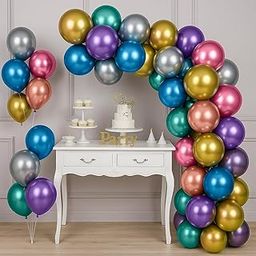 Party Propz Multicolor Metallic Chrome Balloons For Decoration - Pack Of 25 Pcs Multicolor Chrome Balloons For Birthday | Metallic Balloons For Decoration (Latex)-15