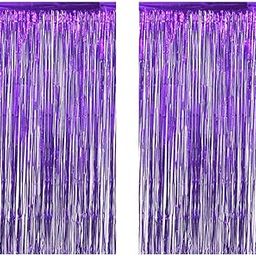 Zotemo 2 Pack Purple Foil Fringe Curtains, 3 feet x 8 feet Purple Stremers, Shimmer Tinsel Curtain Backdrop for Birthday Wedding Prom Party, 2024 Guaduations Decorations-image-33
