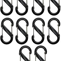 TraveEssentialz 10 Pc Dual Hook S Carabiners (60 mm, Pack of 10) | Anti Theft Zipper Clips for Backpack Camping Gardening Keys and Multipurpose use | Quick Release Design Keychain Snap Hooks-picture-16
