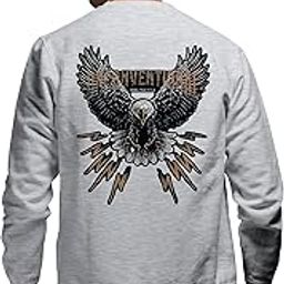 Winter Sweatshirt for Men Adventure Eagle Typographic Crew Neck Cotton Blend Full Sleeve Oversized Sweatshirt-image-70