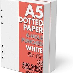 A5 Dot Grid Paper, Extra Thick, 6-Hole Punched, 400 Sheets (800 Pages), 120 GSM-17