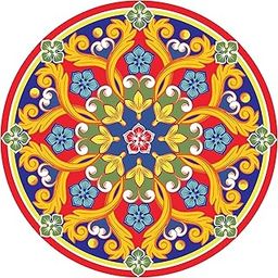 woopme® Colorful Rangoli Floor Art Diwali Sticker for Door Entrance Waterproof Printed Home Pooja Room Hall Multicoloured PVC Vinyl Printed Stickers (L X H 60 X 60 CMS)-5