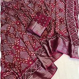 peachmode Ikkat Printed Cotton Silk Saree for Women-picture-4