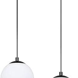 Zsquarehp Hanging Glass Pendant Lighting Lights It's Adjustable Pendant Lighting for Kitchen,Drawing Room,Living Room Bedroom,Ceiling Pendant Light,Black(Glass) (Styal-02)-image-68