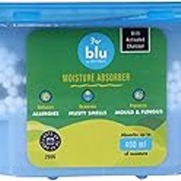 ABSORBIA BLU Moisture Absorber with Activated Charcoal | 400ml Capacity | Blue | Continuous Operation | Dehumidifier for Small Storage Spaces | Fights Moisture, Mould, Fungus & Musty Smells-image-65