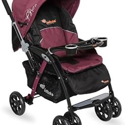 INFANTO D'zire Baby Stroller - Comfort and Safety for Your Little One, 3 Point Safety Harness, Super Suspension, 3 Level Adjustable seat, Removable Food Tray | Quick one Hand - (Maroon)-21