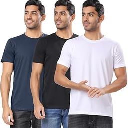 Men Round Neck Tshirt for Men | Cotton Blend Multicolor Half Sleeve T-Shirts (Pack of 3)-image-100