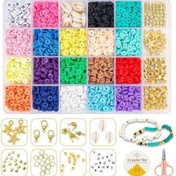 THECLOUDMALL DIY Beads Kit for Kids Crafts, Jewelry Making, Bracelet, Necklace, Earring - Disc and Clay Heishi Beads Set, Handmade Loose Beads, Assorted-image-35