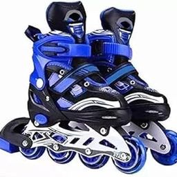 The Veryke New Inline Skates, Adjustable Inline Roller Skates for Boys Kids & Girls, 7 to 14 Years Unisex Outdoor Skating Shoes Roller Blades with Led Flash Lights Featuring Wheels. (Blue)-picture-30