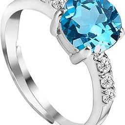 925 Sterling Silver Round Stone Ring with Adjustable Band | Gift for Women Wife Girls-image-68