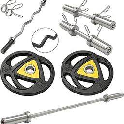 Gen-Z Fitness Rubber Coated Olympic Home Gym Set | Weight Plates with 5Ft Olympic Straight Rod, 3Ft Olympic Curl Rod, Dumbbell Rods, Nut Locks | Strength Training Equipment for Home Workout(40 kg)-image-85