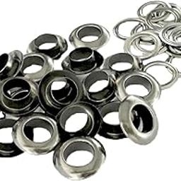 CALANDIS 20 Sets Metal Eyelet W/Washers for Leather Craft Repair Grommet 12mm Silver-picture-12