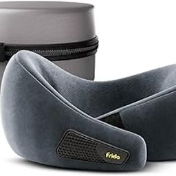 Frido Travel Neck Pillow | Premium Memory Foam Neck Pillow for Flight Travel, Car Sleeping | Adjustable Head Rest, Neck Rest Travelling Pillow for Sleeping Head Support | Bluish Grey Colour, Pack of 1-image-12