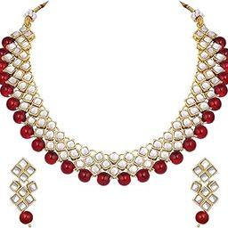 Gold Plated Indian Ethnic Kundan Pearl Fancy Bridal Traditional Choker Necklace Jewellery Set with Earrings for Women|Mothers Day Gifts for Mom-image-33