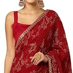 Women's Georgette Bandhani Printed Saree With Unstitched Blouse Piece-picture-10