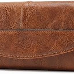Leather Women's RFID Blocking Wallet - Long Clutch with Multiple Card Slots, Large Capacity for Mobile Phone, Zip Coin Compartment - Brown, Brown, Vintage-image-35