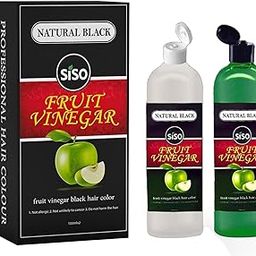 Siso Fruit Vinegar Hair Color, Natural Black Color Dye for Hair Care, Natural Ammonia Free Color Dye Shampoo based Hair Color (BLACK, 100ML X2)-image-44