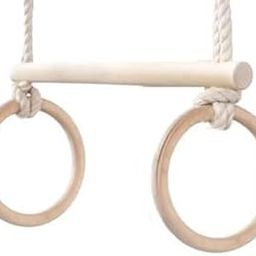 VIXERA Trapeze bar Baby Swing, Indoor Gymnastic Rings, Monkey Bars Gorilla Gym, Gymnastics Pull up Equipment for Kids, Olympic Rings and Swings for Calisthenics-13