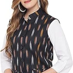 Solid Indian Traditional Ethnic Waistcoat Festive Woolen Nehru Jacket for Women-image-4