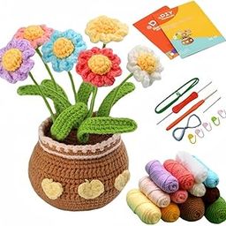 Tusmad Crochet Kit for Beginners – Complete DIY Craft Kit for Adults, Includes Yarn, Crochet Accessories, Polyester Fiber, and Step-by-Step Video Tutorials – Little Daisy Flower Crochet Set-image-38