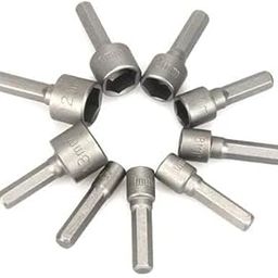 AASONS 9pcs Nut Driver Drill Bit Set Socket Bit Chuck Adapter 1/4" Hex Shank 5-13mm Metric Socket Strong Sleeve Wrench Screw Power Drill Adapter Tool for Screws Hooks Bolt Heads-8