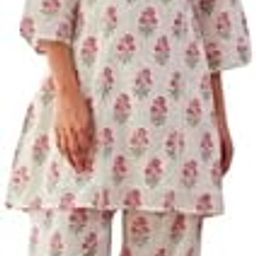 Women'S Wear White Colour Cotton Printed Fit & Flared Cord-Set-image-80