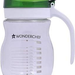 Wonderchef Oil Pourer Glass Bottle for Kitchen, Transparent Oil Pourer and Holder with Green Lid, Accurate Pouring Without Wastage, 550ml-20