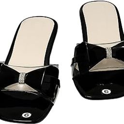 Unique Zone Women's Stylish Black Transparent Heel Slides with Bow Detail | Comfortable Slip-On Fashion Wear Sandals-picture-4
