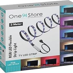 One94Store RGB LED Strip Light – 2 Meter USB Powered Flexible 5V Color Changing Light with Mini Controller for TV Backlight, Gaming Desk, PC, Monitor, Mirror, Room & Home Décor-63