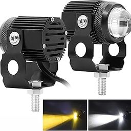Carzex® Mini Drive Projector Lens LED Fog Light for Car, Bike, Scooty | White & Amber Yellow Hi/Low Beam | Metal Body with Inbuilt Fan & ON/OFF Switch | Waterproof | Set of 2-8